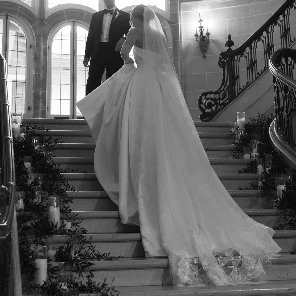 Floral Applique Trim Cathedral Veil